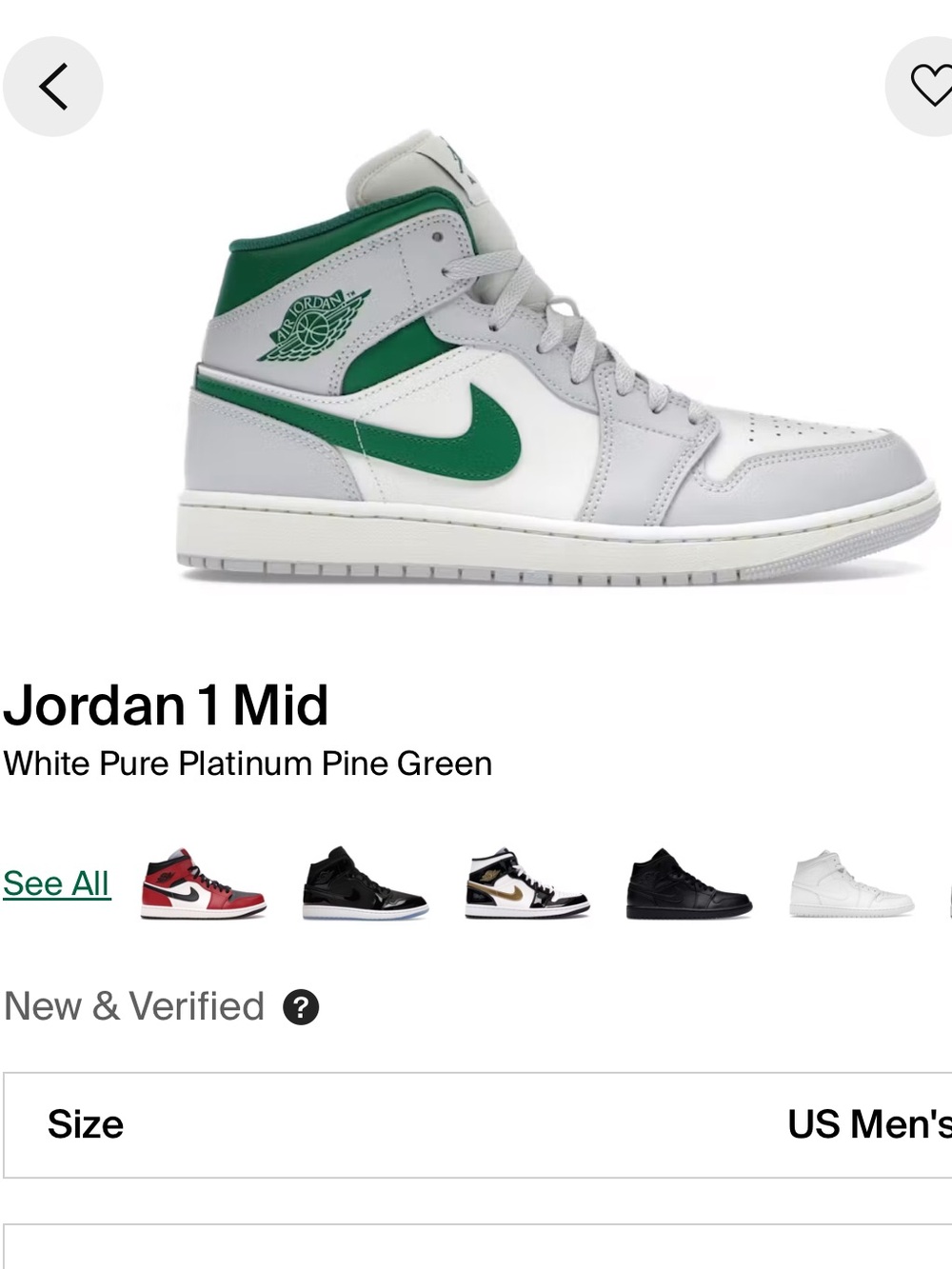 Jordan 1 Mid White Pine Green Pure Platinum